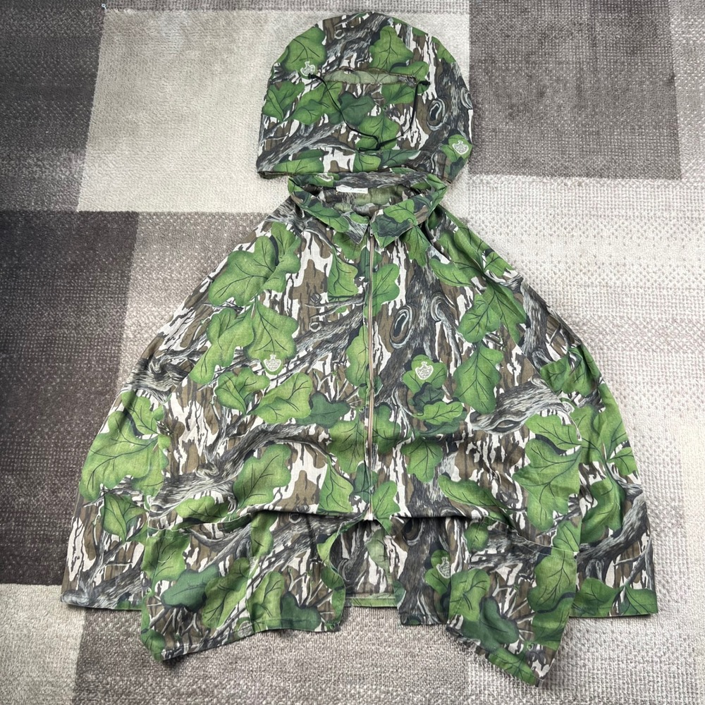 Vintage Mossy Oak Full Foliage Camo Lightweight Full Zip Hoodie XL 80s 0004